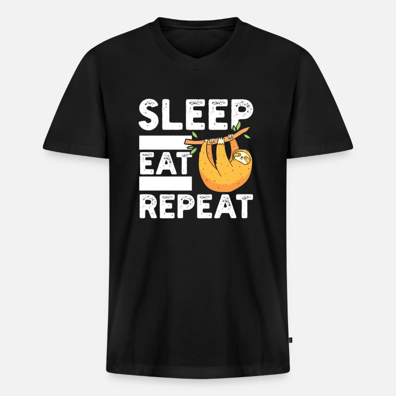 Faultiere - Männer Premium Bio T-Shirt mit V-Ausschnitt - Schwarz