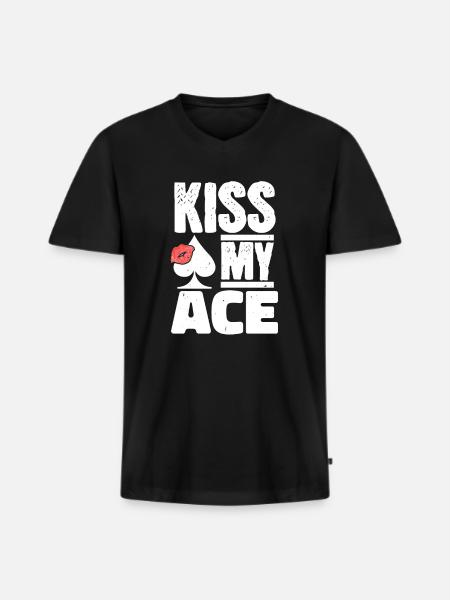 Küss mein Ass - Männer Premium Bio T-Shirt mit V-Ausschnitt - Schwarz