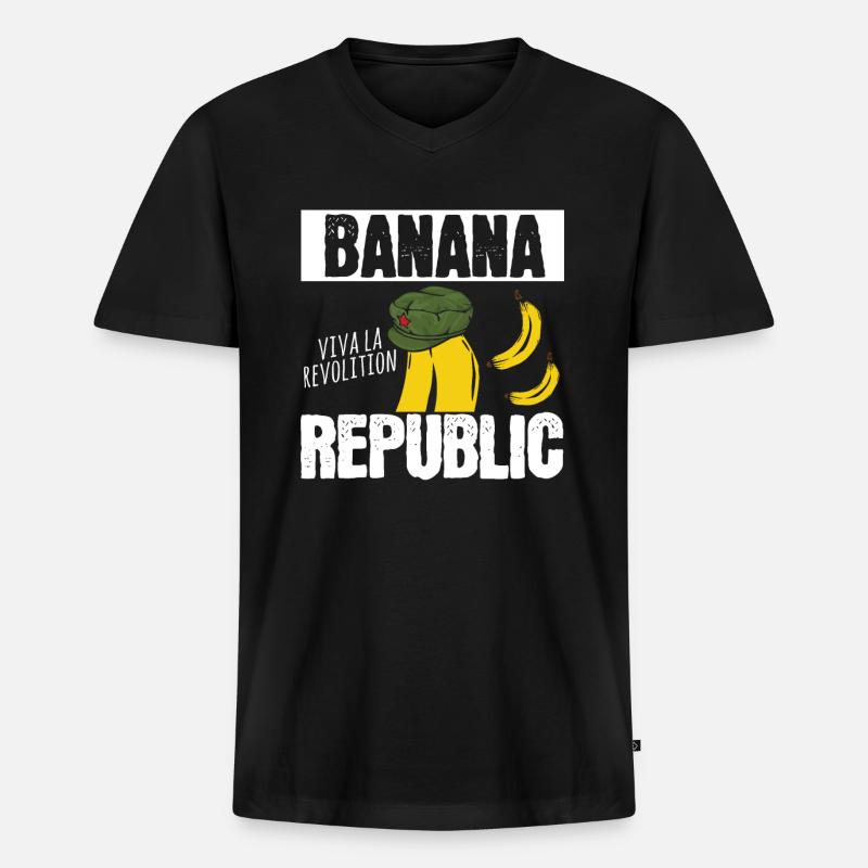 Banane - Männer Premium Bio T-Shirt mit V-Ausschnitt - Schwarz