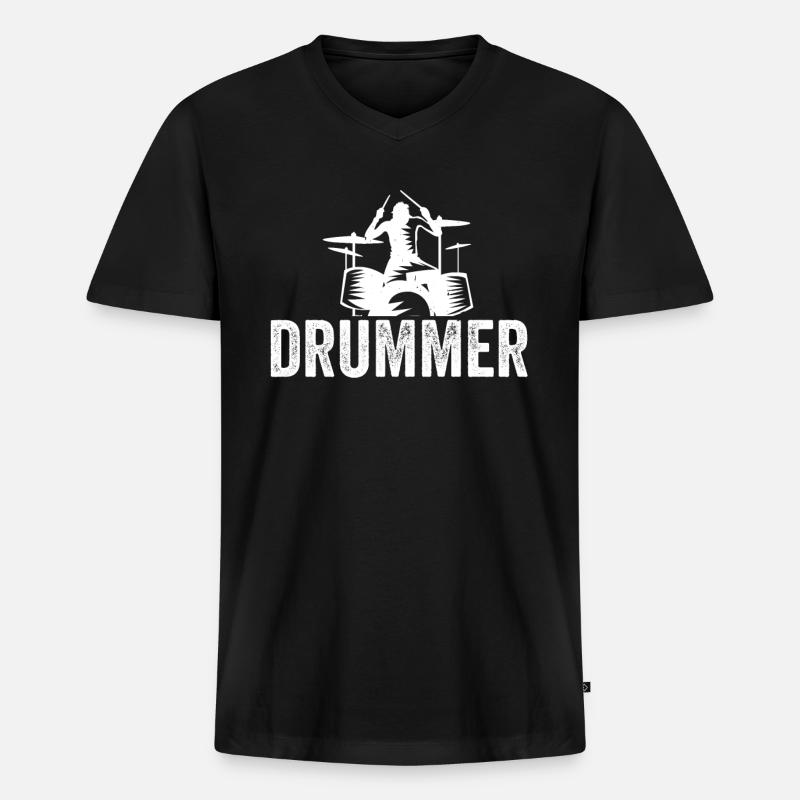 Drummer - Männer Premium Bio T-Shirt mit V-Ausschnitt - Schwarz