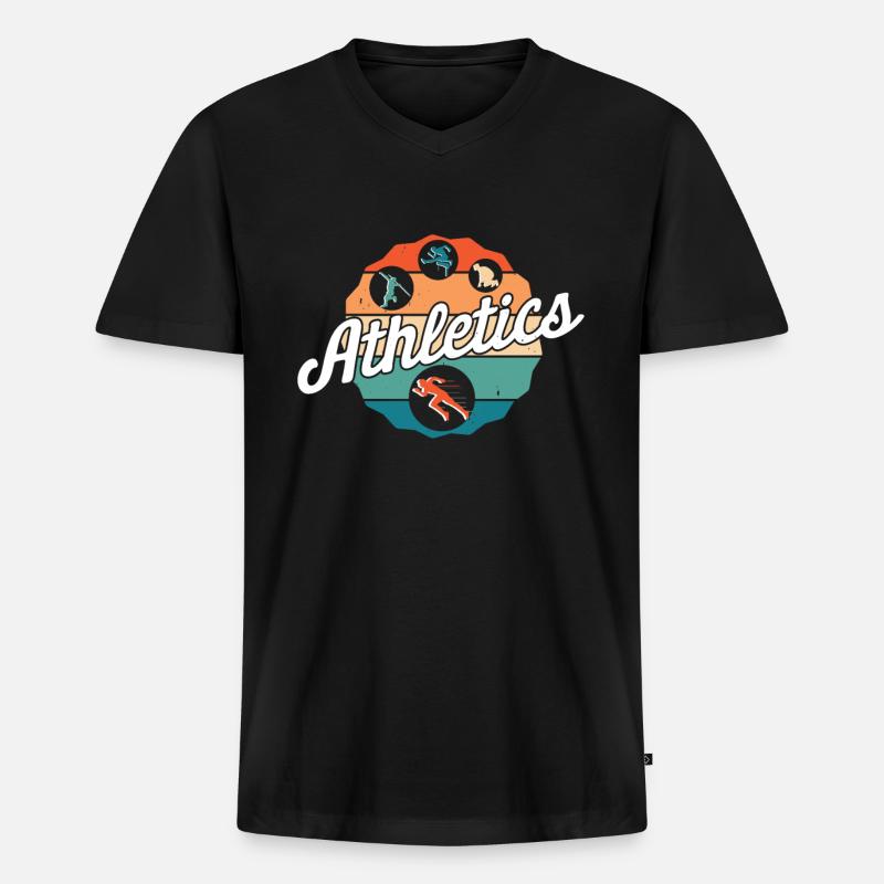 Leichtathletik - Männer Premium Bio T-Shirt mit V-Ausschnitt - Schwarz