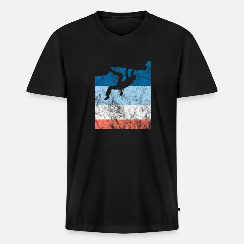 Klettern Bouldern Kletterer Bergsteigen Geschenk - Männer Premium Bio T-Shirt mit V-Ausschnitt - Schwarz