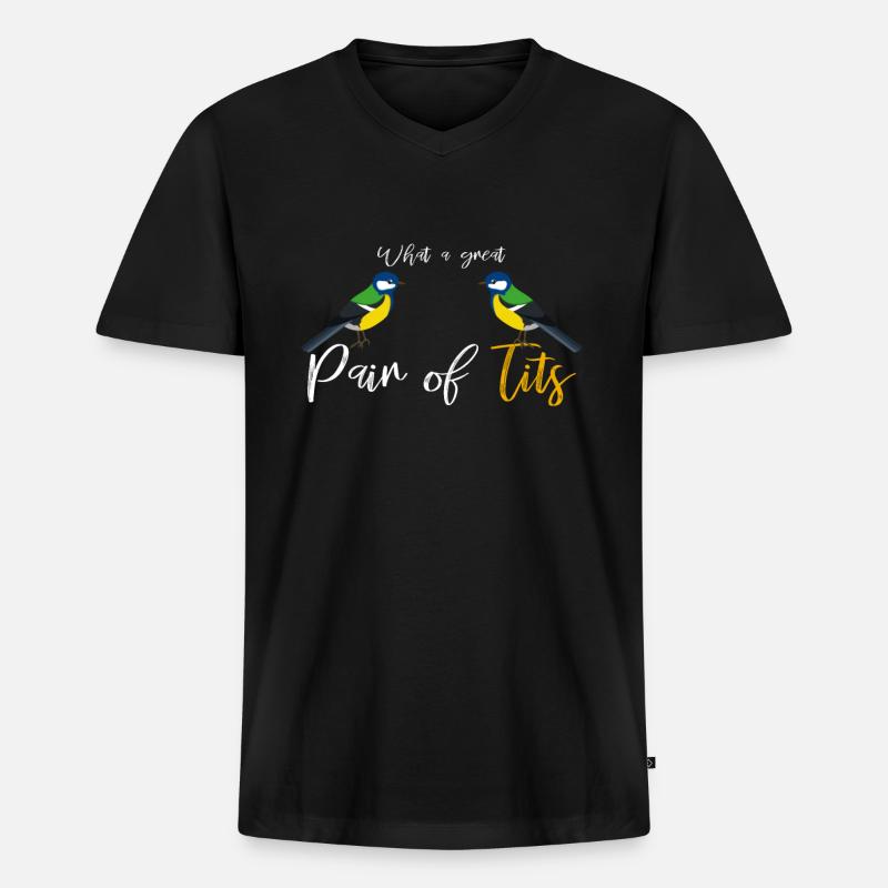 Vögel - Männer Premium Bio T-Shirt mit V-Ausschnitt - Schwarz