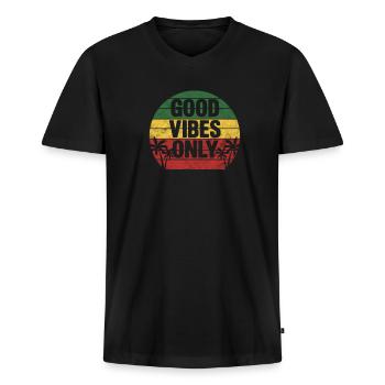 Rasta - T-shirt encolure en V Premium bio Homme - noir - Devant - Nico (187cm)