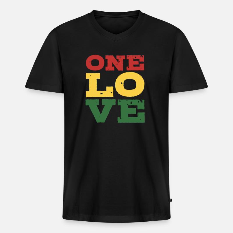 Rasta - Männer Premium Bio T-Shirt mit V-Ausschnitt - Schwarz