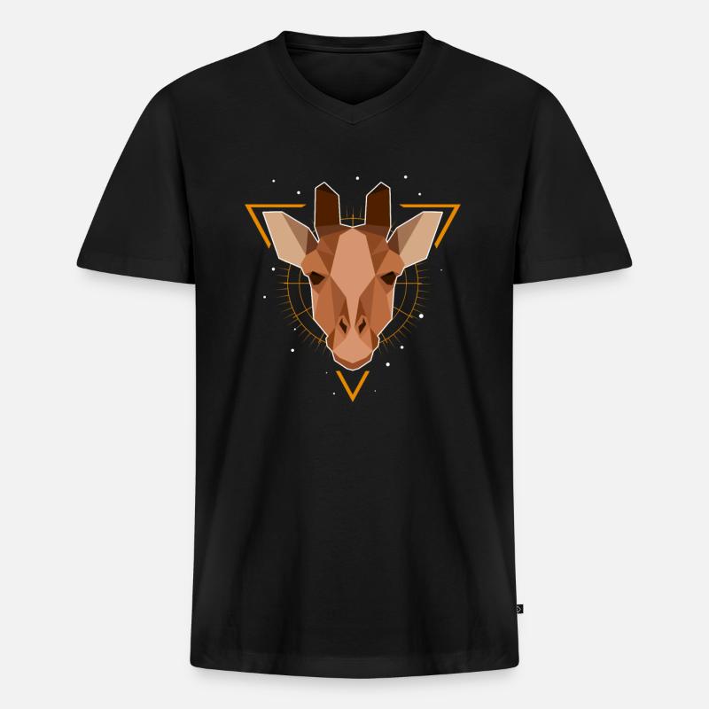 Giraffe - Männer Premium Bio T-Shirt mit V-Ausschnitt - Schwarz