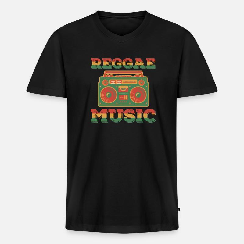 Reggae - Männer Premium Bio T-Shirt mit V-Ausschnitt - Schwarz