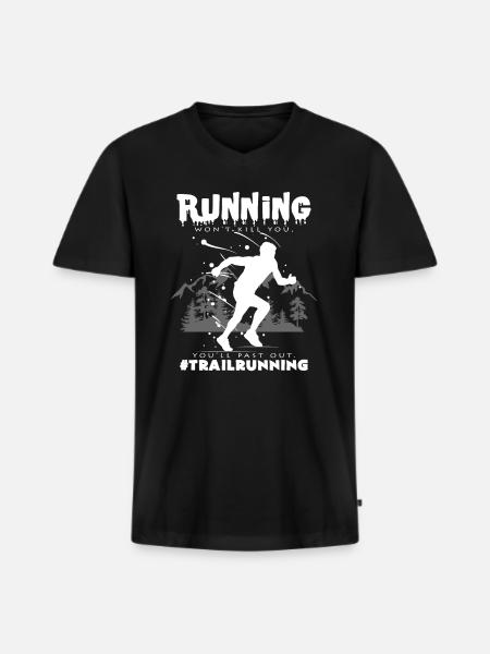 Trailrunning - Männer Premium Bio T-Shirt mit V-Ausschnitt - Schwarz