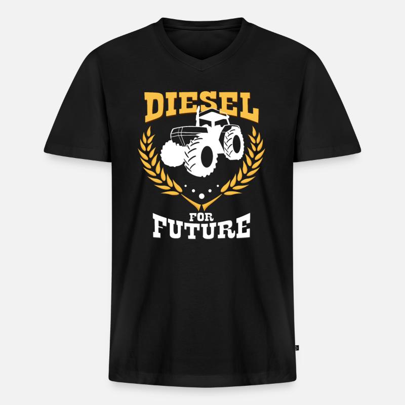 Diesel Trecker - Männer Premium Bio T-Shirt mit V-Ausschnitt - Schwarz