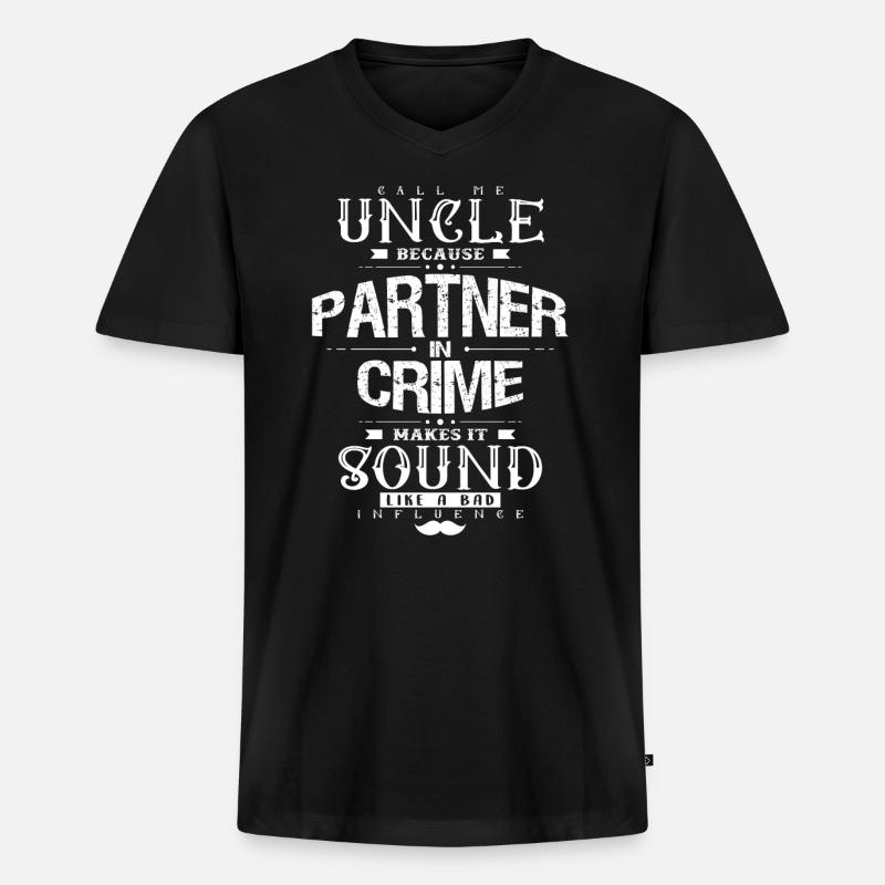 Onkel - Männer Premium Bio T-Shirt mit V-Ausschnitt - Schwarz