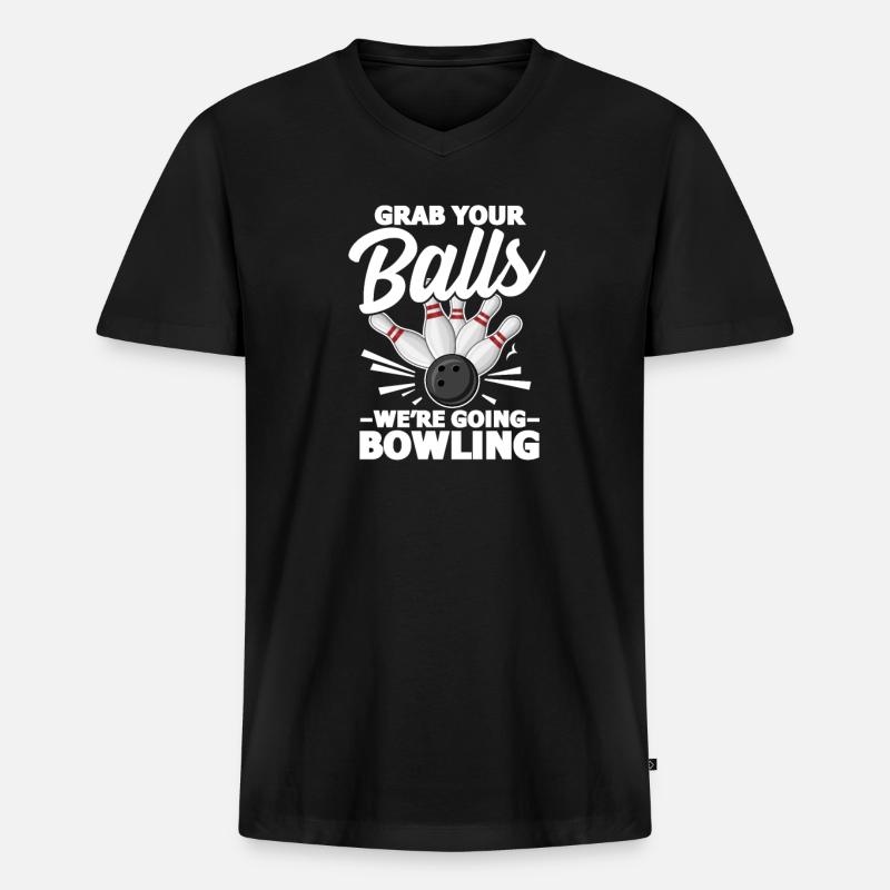Bowling - Männer Premium Bio T-Shirt mit V-Ausschnitt - Schwarz
