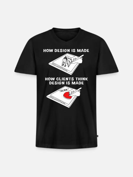 Designer - T-shirt encolure en V Premium bio Homme - noir