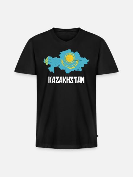 Kazakhstan Graphique - T-shirt encolure en V Premium bio Homme - noir