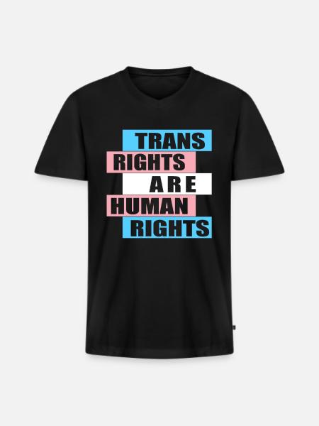 Trans Rights are Human Rights - Männer Premium Bio T-Shirt mit V-Ausschnitt - Schwarz
