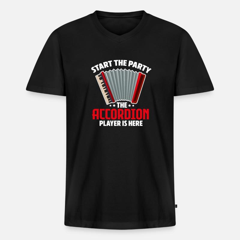 Akkordeon - Männer Premium Bio T-Shirt mit V-Ausschnitt - Schwarz