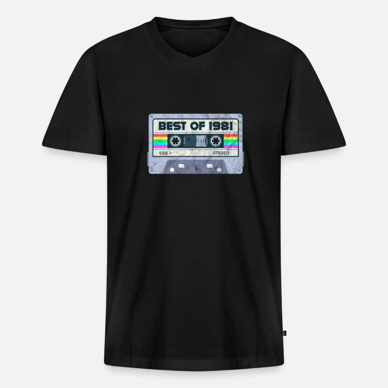 1981 - Männer Premium Bio T-Shirt mit V-Ausschnitt - Schwarz