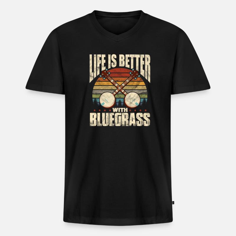 Bluegrass - Männer Premium Bio T-Shirt mit V-Ausschnitt - Schwarz