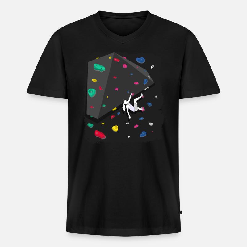 Klettern Boulderwand Felskletterer Bouldern - Männer Premium Bio T-Shirt mit V-Ausschnitt - Schwarz