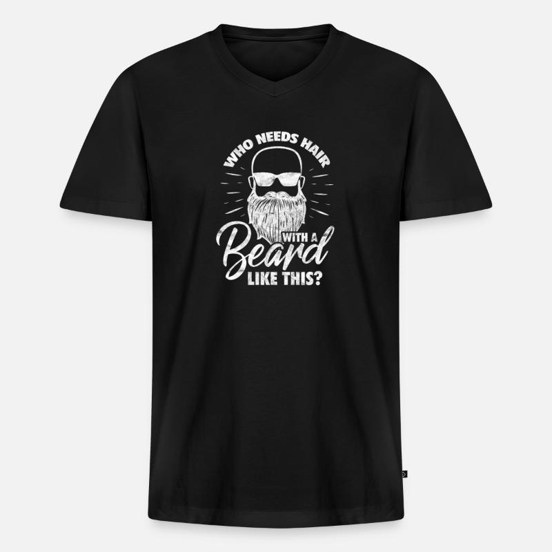 Bart - Männer Premium Bio T-Shirt mit V-Ausschnitt - Schwarz