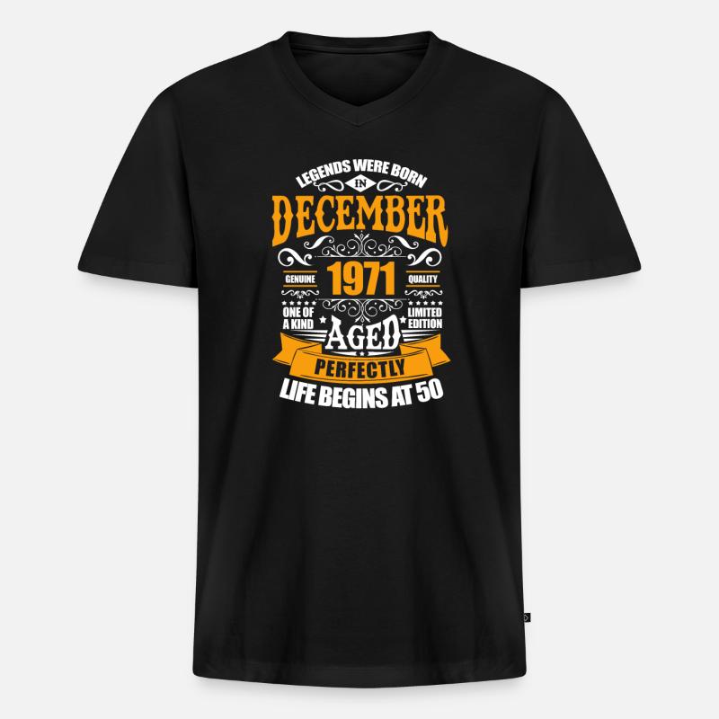Dezember 1971 - Männer Premium Bio T-Shirt mit V-Ausschnitt - Schwarz