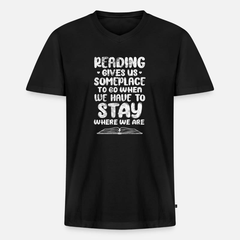 Lesen - Männer Premium Bio T-Shirt mit V-Ausschnitt - Schwarz