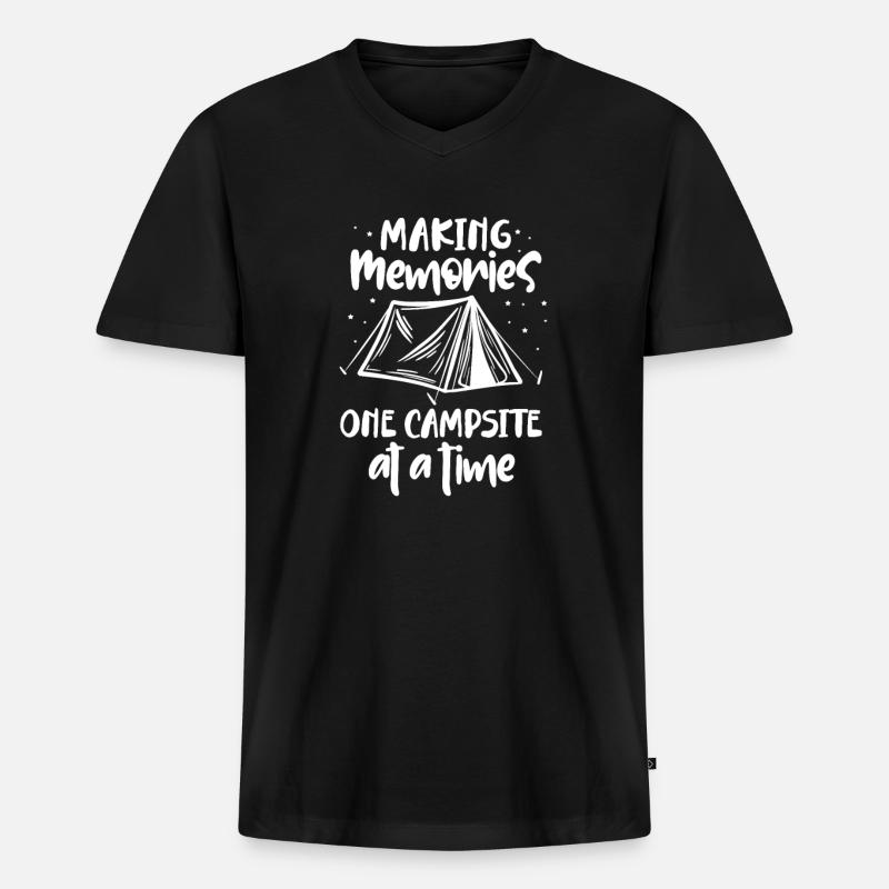 Camping - Männer Premium Bio T-Shirt mit V-Ausschnitt - Schwarz