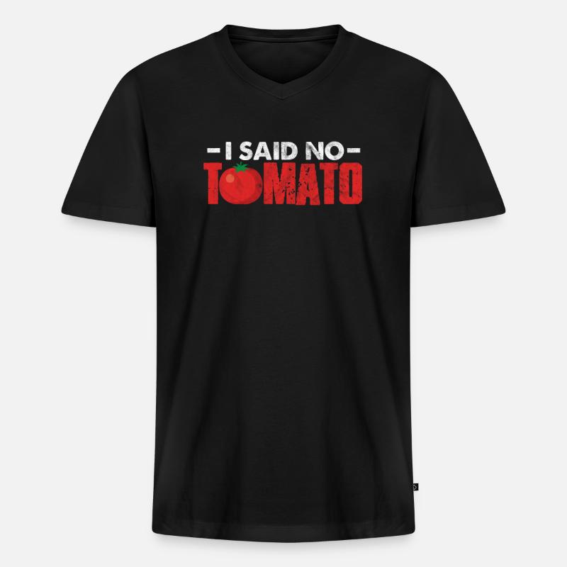 Tomate - Männer Premium Bio T-Shirt mit V-Ausschnitt - Schwarz