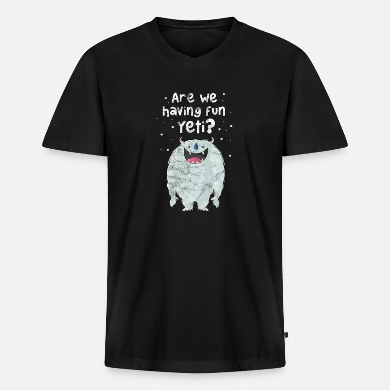 Yeti - Männer Premium Bio T-Shirt mit V-Ausschnitt - Schwarz