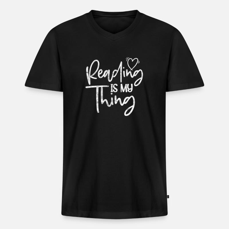 Lesen - Männer Premium Bio T-Shirt mit V-Ausschnitt - Schwarz