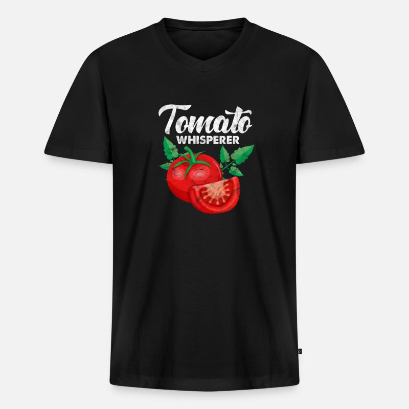 Tomate - Männer Premium Bio T-Shirt mit V-Ausschnitt - Schwarz