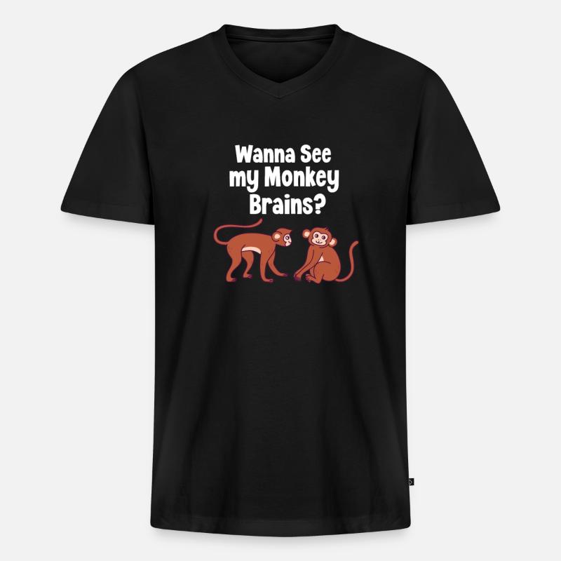 Affe Affen Monkey Geschenk - Männer Premium Bio T-Shirt mit V-Ausschnitt - Schwarz