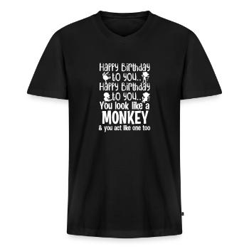 Affe Geburtstag Affen Geschenk - Männer Premium Bio T-Shirt mit V-Ausschnitt - Schwarz - Vorne - Nico (187cm)