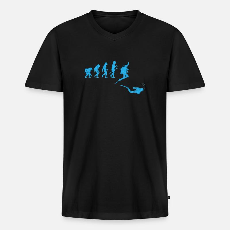 Taucher Evolution - Männer Premium Bio T-Shirt mit V-Ausschnitt - Schwarz
