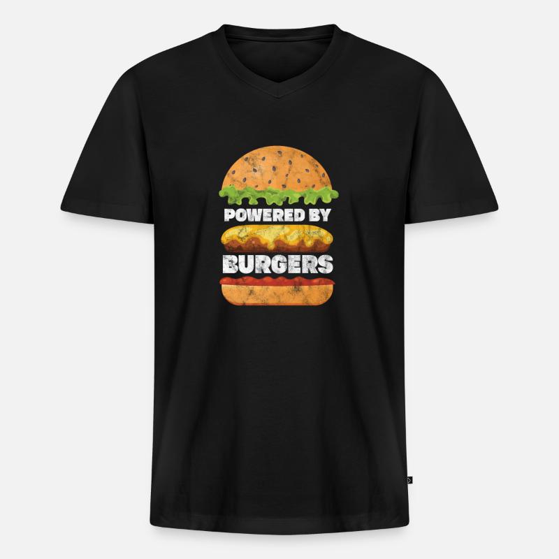 Burger - Männer Premium Bio T-Shirt mit V-Ausschnitt - Schwarz