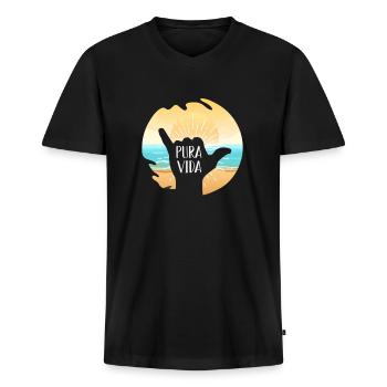 Surfen Surfer Meer Surfbrett Surfergirl Geschenk - Männer Premium Bio T-Shirt mit V-Ausschnitt - Schwarz - Vorne - Nico (187cm)