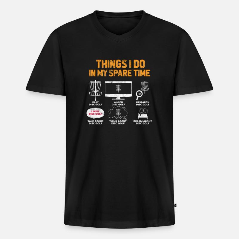 Disc Golf - Männer Premium Bio T-Shirt mit V-Ausschnitt - Schwarz