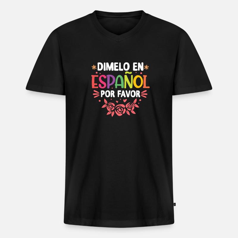 Spanischlehrer Spanisch Lehrer Schule Geschenk - Männer Premium Bio T-Shirt mit V-Ausschnitt - Schwarz