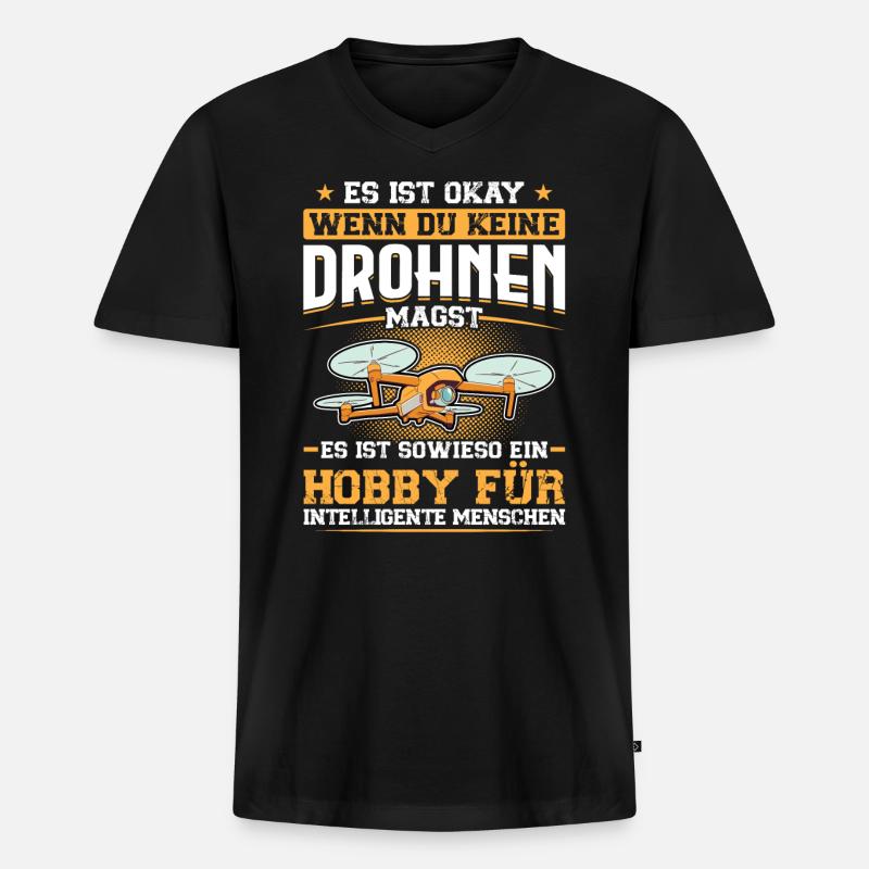 Drones - Drone Pilot - T-shirt encolure en V Premium bio Homme - noir