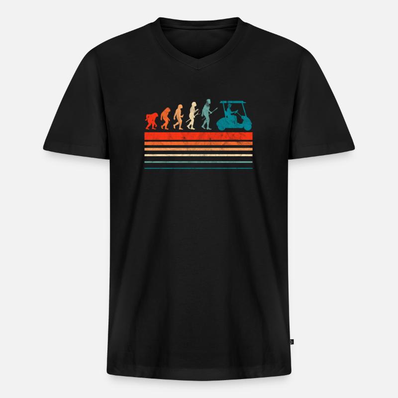 Golf Evolution - Männer Premium Bio T-Shirt mit V-Ausschnitt - Schwarz