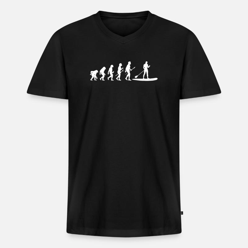 SUP Evolution - Männer Premium Bio T-Shirt mit V-Ausschnitt - Schwarz