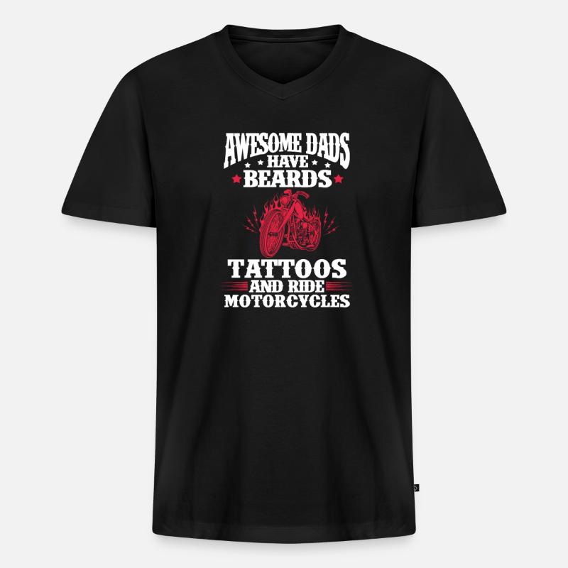 Biker Dad - Männer Premium Bio T-Shirt mit V-Ausschnitt - Schwarz