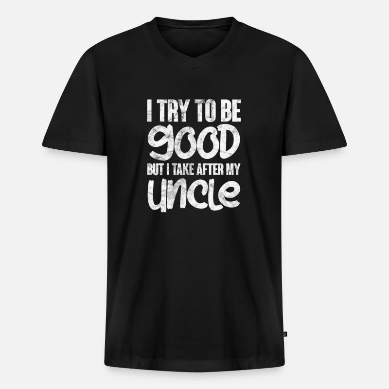 Onkel - Männer Premium Bio T-Shirt mit V-Ausschnitt - Schwarz