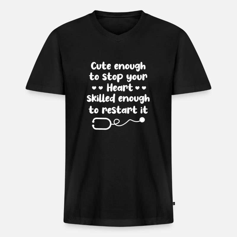 Arzt - Männer Premium Bio T-Shirt mit V-Ausschnitt - Schwarz