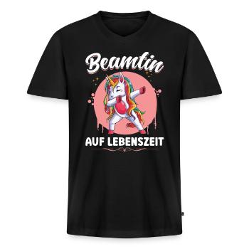Beamtin auf Lebenszeit Geschenkidee Verbeamtung - Männer Premium Bio T-Shirt mit V-Ausschnitt - Schwarz - Vorne - Nico (187cm)