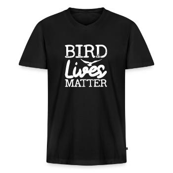 Ornithologie - T-shirt encolure en V Premium bio Homme - noir - Devant - Nico (187cm)