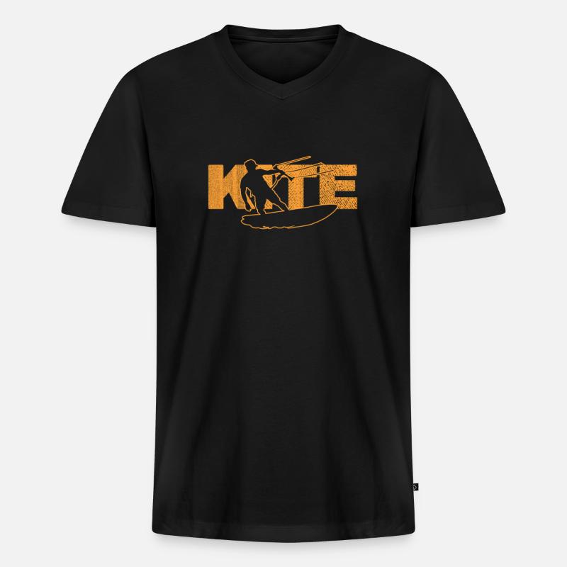 Kitesurfen - Männer Premium Bio T-Shirt mit V-Ausschnitt - Schwarz