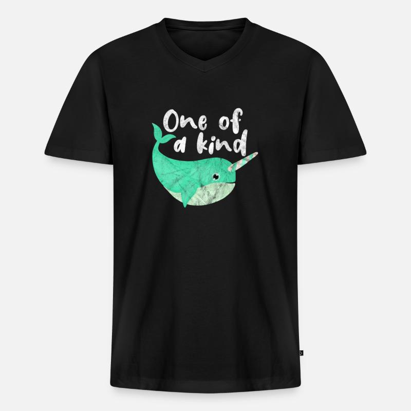 Narwal - Männer Premium Bio T-Shirt mit V-Ausschnitt - Schwarz