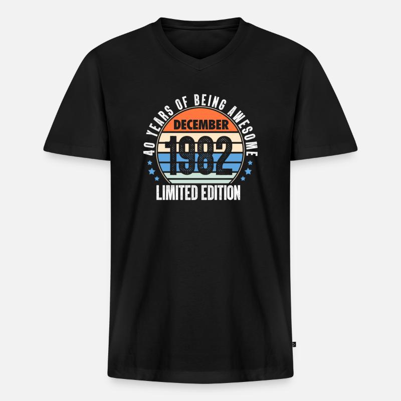 Dezember 1982 - Männer Premium Bio T-Shirt mit V-Ausschnitt - Schwarz