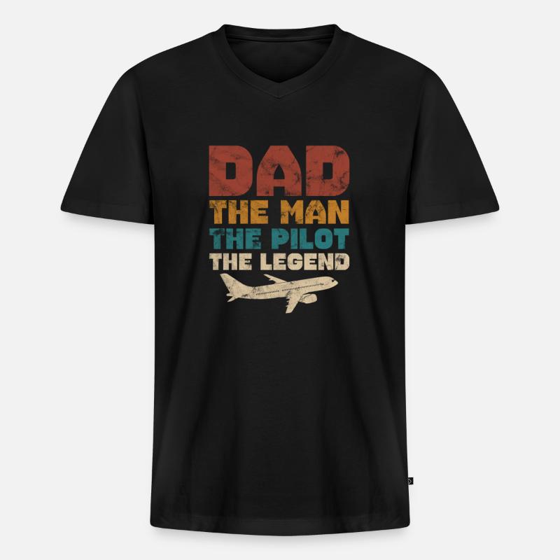 Pilot - Männer Premium Bio T-Shirt mit V-Ausschnitt - Schwarz