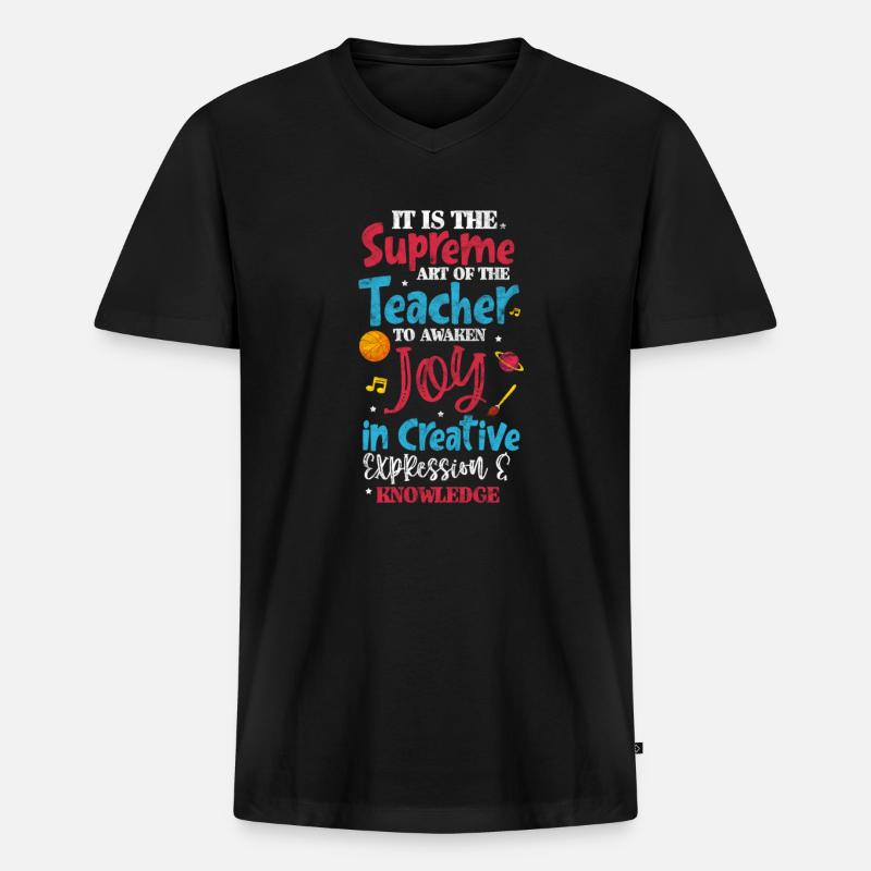 Lehrer Lehrerin - Männer Premium Bio T-Shirt mit V-Ausschnitt - Schwarz